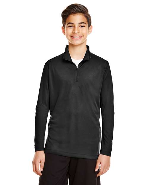 Youth Zone Performance Quarter-Zip Pullover - - 14596 Black 3-3.9 oz 705D9 AB Exclusive Brands CA New ab Explore School & Team - School & Team Merch Explore School & Team - Spirit Wear Explore School & Teams Long Sleeves Moisture-Management New AB Performance Polos & Knits Polyester - 100% Pullovers Quarter-Zips S&S Exclusive Brands Sun/UV Protection Team 365 Tops TT31Y Youth Zips