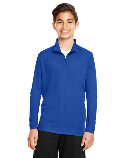 Youth Zone Performance Quarter-Zip Pullover - - 14596 Sport Royal 3-3.9 oz 705D9 AB Exclusive Brands CA New ab Explore School & Team - School & Team Merch Explore School & Team - Spirit Wear Explore School & Teams Long Sleeves Moisture-Management New AB Performance Polos & Knits Polyester - 100% Pullovers Quarter-Zips S&S Exclusive Brands Sun/UV Protection Team 365 Tops TT31Y Youth Zips