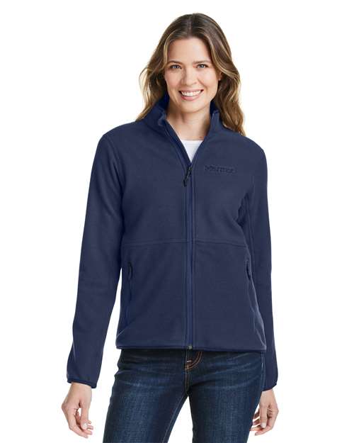 Women's Rocklin Jacket - - 14651 Arctic Navy 675D1 CA New ab Fleece Full-Zips Jackets M12402 Marmot New AB Outerwear Pockets Polyester - 100% Recycled Visible Logos Womens Zips