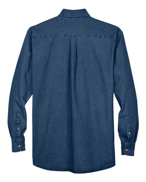 Harriton M550T, Men's Tall Denim Shirt, Dark Denim