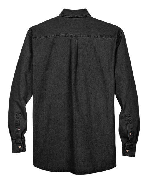 Harriton M550T, Men's Tall Denim Shirt, Washed Black