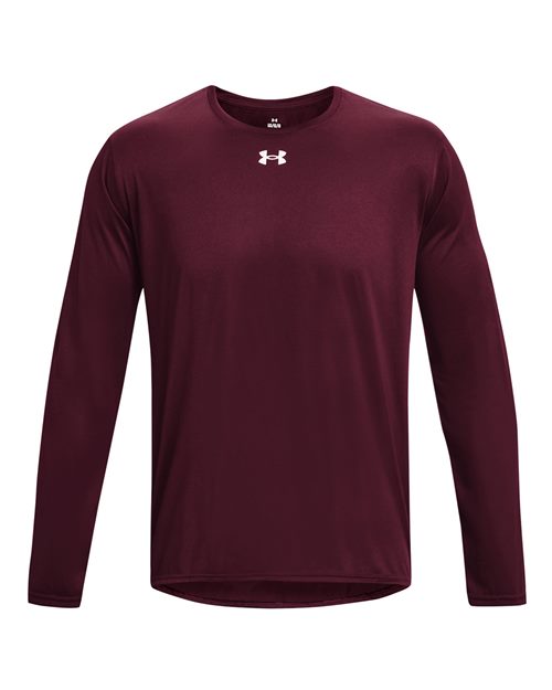 Under Armour 1376843, Men's Team Tech Long Sleeve T-shirt, Maroon/ White