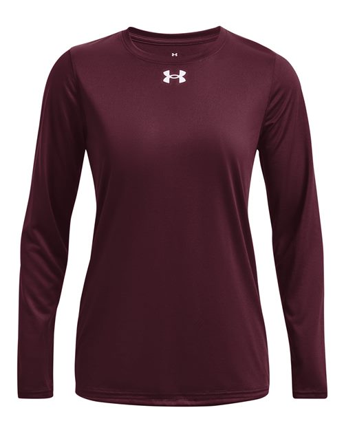Under Armour 1376852, Women's Team Tech Long Sleeve T-shirt, Maroon/ White