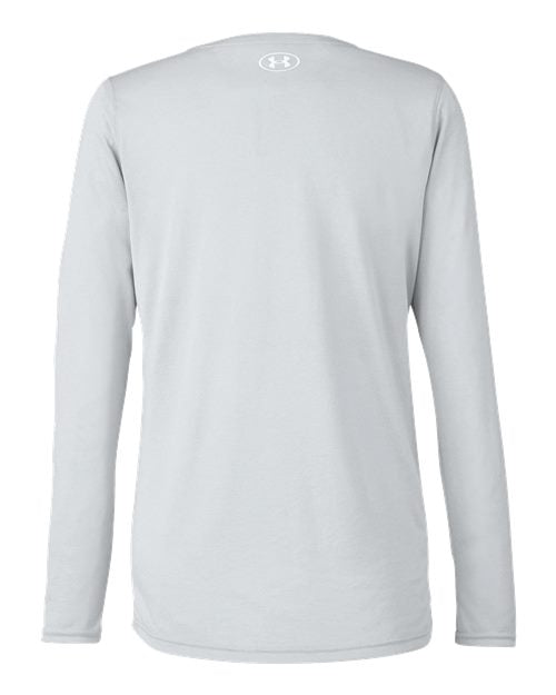 Under Armour 1376852, Women's Team Tech Long Sleeve T-shirt, Mod Grey Light Heather/ White