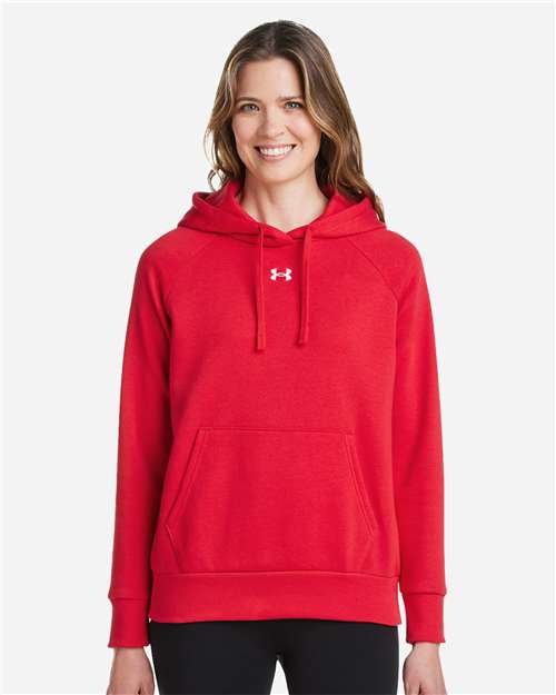 Women's Rival Fleece Hooded Sweatshirt - - 14804 Red White 1379500 164E2 8-8.9 oz AB Retail Exclusive Brands Apparel CA New ab Cotton Fleece Fleece - Premium - Hood Hooded Long Sleeves New AB Pockets Polyester Pullovers S&S Exclusive Brands Sweatshirts & Fleece Tops Under Armour Womens