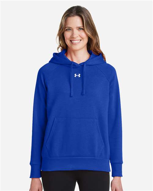 Women's Rival Fleece Hooded Sweatshirt - - 14804 Royal White 1379500 164E2 8-8.9 oz AB Retail Exclusive Brands Apparel CA New ab Cotton Fleece Fleece - Premium - Hood Hooded Long Sleeves New AB Pockets Polyester Pullovers S&S Exclusive Brands Sweatshirts & Fleece Tops Under Armour Womens