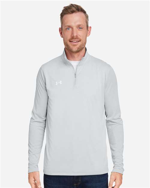 Under Armour 1376844, Men's Team Tech Quarter-zip Pullover, Mod Grey Light Heather/ White