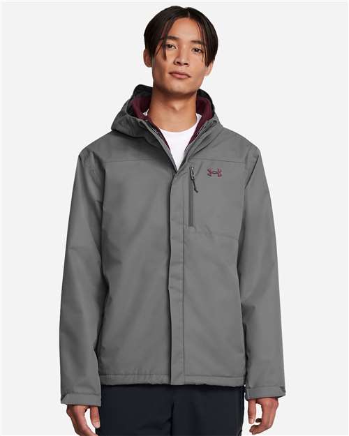 Men's Porter 3-in-1 2.0 Jacket - - 14828 Castlerock 1371585 137E2 AB Retail Exclusive Brands Adjustable Apparel CA New ab Full-Zips Hooded Jackets Mens & Unisex Moisture-Management New AB Outerwear Pockets Polyester Polyester - 100% Rain Coats S&S Exclusive Brands Under Armour Water Resistant Windbreakers Zips