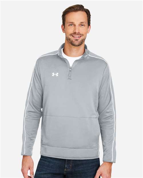 Men's Command 2.0 Quarter-Zip Pullover - - 14892 Mod Grey White 1383260 178E2 7-7.9 oz AB Retail Exclusive Brands Activewear Apparel CA New ab French Terry Mens & Unisex New AB Performance Pockets Polos & Knits Polyester Polyester - 100% Pullovers Quarter-Zips S&S Exclusive Brands Tops Under Armour Visible Logos Zips