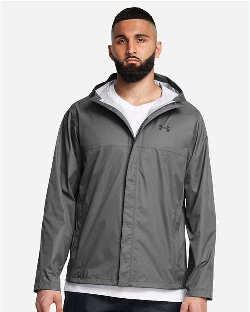Men's Stormproof Cloudstrike 2.0 Jacket - - 14900 Castlerock Black 1374644 144E2 3-3.9 oz AB Retail Exclusive Brands Adjustable CA New ab Drawstring Full-Zips Hooded Jackets Mens & Unisex New AB Nylon Outerwear Pockets Rain Coats S&S Deep Deals S&S Exclusive Brands Under Armour Water Resistant Waterproof Zips