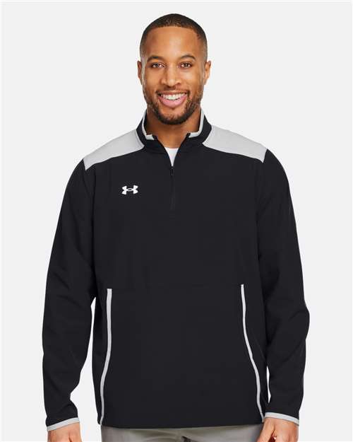 Under Armour 1389611, Men's Motivate 3.0 Quarter-zip Pullover, Black/ Mod Grey/ White