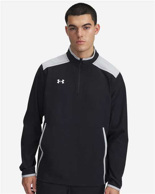 Men's Motivate 3.0 Quarter-Zip Pullover - - 14918 Black Mod Grey White 1389611 194E2 AB Retail Exclusive Brands CA New ab Corporate Corporate Gifting & Incentives Corporate Gifting - Splurge Jackets Long Sleeves Mens & Unisex New AB Outerwear Pockets Polyester Pullovers Quarter-Zips S&S Exclusive Brands Spandex Tops Under Armour Visible Logos Water Resistant Wovens & Dress Shirts