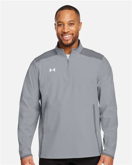 Men's Motivate 3.0 Quarter-Zip Pullover - - 14918 Mod Grey White 1389611 194E2 AB Retail Exclusive Brands CA New ab Corporate Corporate Gifting & Incentives Corporate Gifting - Splurge Jackets Long Sleeves Mens & Unisex New AB Outerwear Pockets Polyester Pullovers Quarter-Zips S&S Exclusive Brands Spandex Tops Under Armour Visible Logos Water Resistant Wovens & Dress Shirts