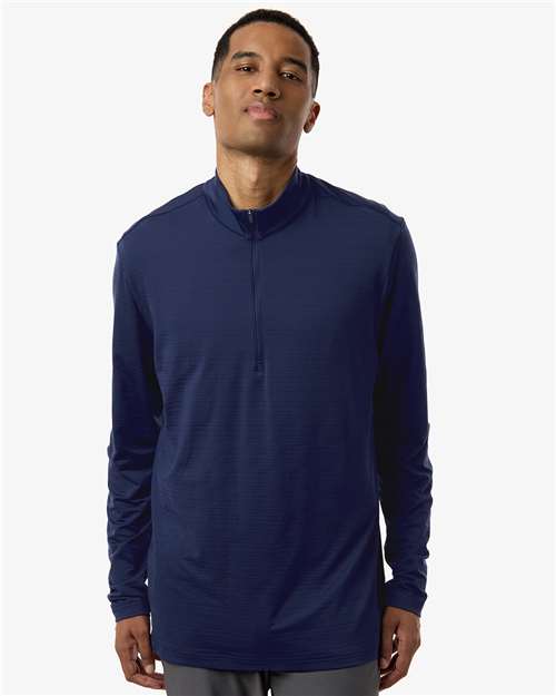 Adidas A708, Men's Textured Stripe Quarter-zip Pullover, Dark Blue