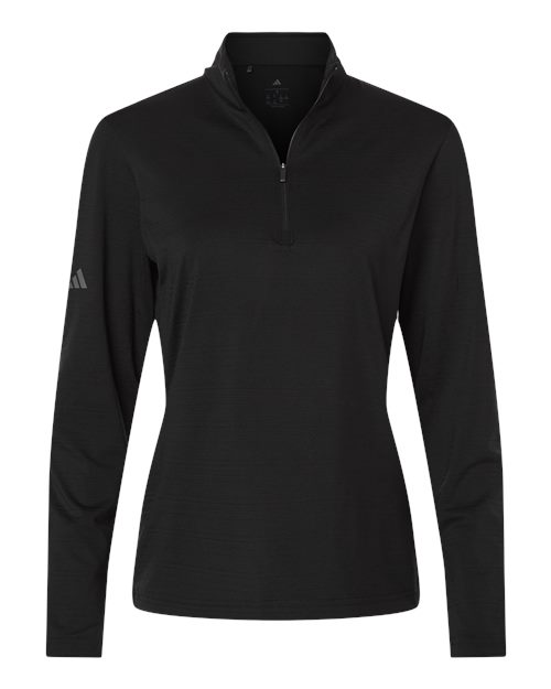 Adidas A709, Women's Textured Stripe Quarter-zip Pullover, Black