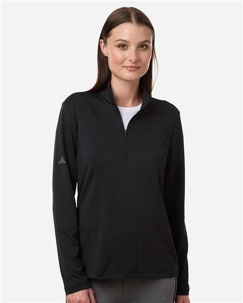 Adidas A709, Women's Textured Stripe Quarter-zip Pullover, Black