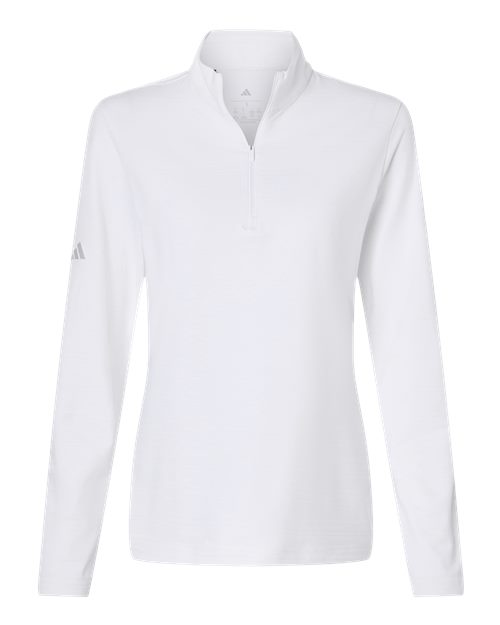 Adidas A709, Women's Textured Stripe Quarter-zip Pullover, White