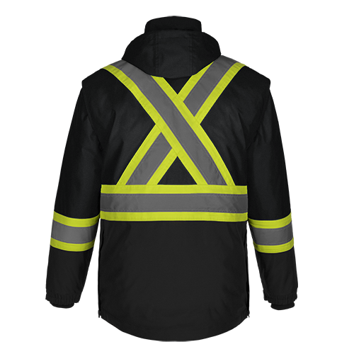L01275 - Kenworth - 5in1 Hi-Vis Parka w/ Detachable Hood 1275 adult CX2 Hi-Vis mens safety hoodie