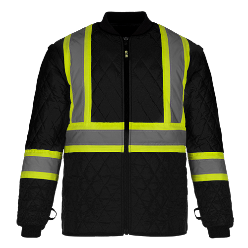 L01275 - Kenworth - 5in1 Hi-Vis Parka w/ Detachable Hood Black 1275 adult CX2 Hi-Vis mens safety hoodie