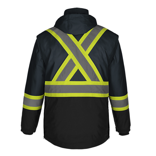 L01275 - Kenworth - 5in1 Hi-Vis Parka w/ Detachable Hood 1275 adult CX2 Hi-Vis mens safety hoodie