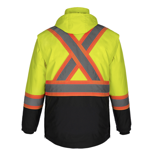 L01275 - Kenworth - 5in1 Hi-Vis Parka w/ Detachable Hood 1275 adult CX2 Hi-Vis mens safety hoodie