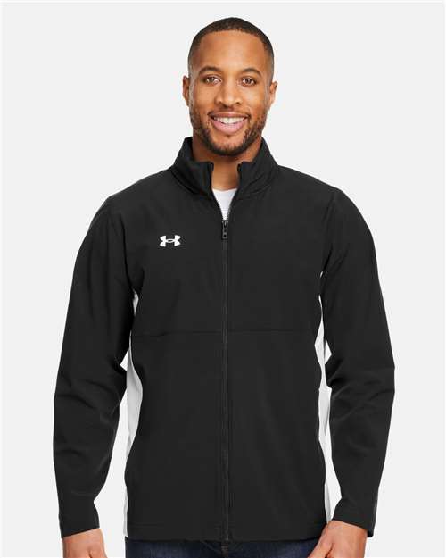 Men's Rival Stretch Jacket - - 14967 Black White 1390159 199E2 5-5.9 oz AB Retail Exclusive Brands Activewear CA New ab Explore School & Team - Coaches Explore School & Team - Teams Explore School & Teams Full-Zips Hooded Jackets Long Sleeves Mens & Unisex New New AB Outerwear Polyester Rain Coats Recycled S&S Exclusive Brands Say Yes to S&S School & Team Spandex Spiritwear Tops Under Armour Visible Logos Water Resistant Zips