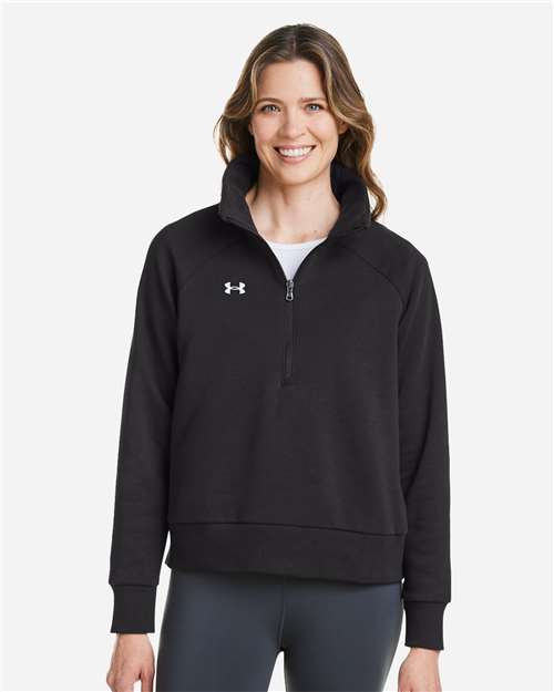 Women's Rival Fleece Quarter-Zip Pullover - - 14989 Black White 1379492 163E2 2025 Fleece Guide 2025 Fleece Guide Activewear 2025 Fleece Guide Activewear - Quarter-Zips 8-8.9 oz AB Retail Exclusive Brands Apparel CA New ab Cotton Fleece New AB Polos & Knits Polyester Pullovers Quarter-Zips S&S Exclusive Brands Sweatshirts & Fleece Tops Under Armour Womens Zips