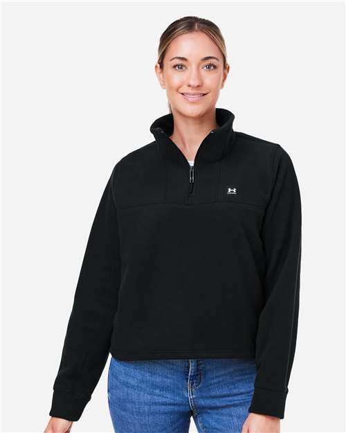 Women's Expanse Fleece Half-Zip Pullover - - 14992 Black Black 1387024 187E2 AB Retail Exclusive Brands CA New ab Fleece New AB Polyester - 100% Pullovers Quarter-Zips Recycled S&S Exclusive Brands Sweatshirts & Fleece Tops Under Armour Womens Zips