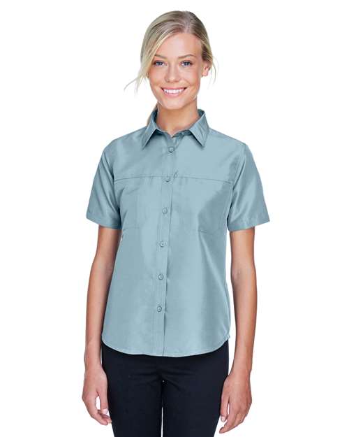Women's Key West Short Sleeve Performance Staff Shirt - - 15139 Cloud Blue XS 259B9 3-3.9 oz AB Exclusive Brands CA New ab Dress Shirts Explore Restaurant & Hospitality Explore Restaurant & Hospitality Back of House Explore Restaurant & Hospitality Staff Uniforms Fishing Shirts Harriton M580W New AB Pockets Polyester - 100% Ripstop S&S Exclusive Brands Short Sleeves Tops Womens Wovens Wovens & Dress Shirts