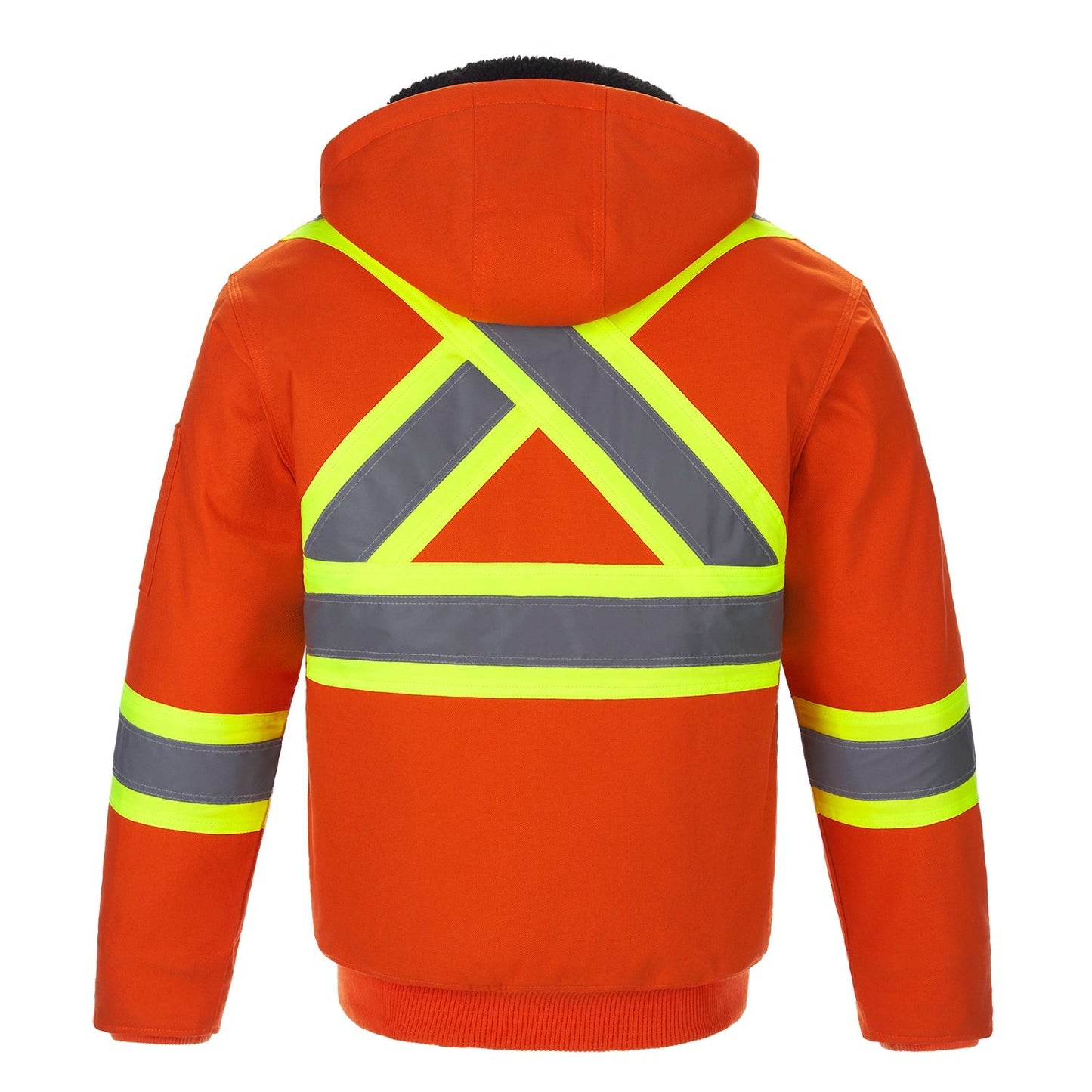 L01290 - International - Cotton Canvas Hi-Vis Bomber Jacket w/ Detachable Hood 1290 adult CX2 Hi-Vis mens sherpa