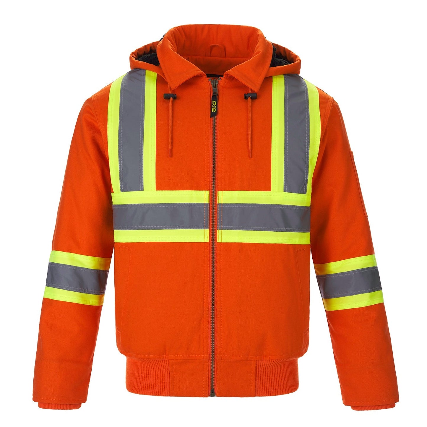 L01290 - International - Cotton Canvas Hi-Vis Bomber Jacket w/ Detachable Hood Orange 1290 adult CX2 Hi-Vis mens sherpa