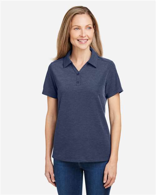 CORE365 CE112W, Women's Fusion Chromasoft Pique Polo, Classic Navy Heather