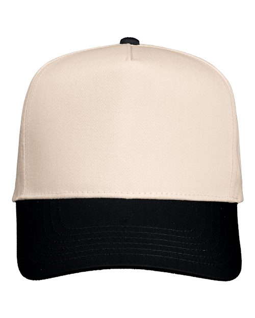 Valucap 8869, Five-panel Twill Cap, Natural/ Black