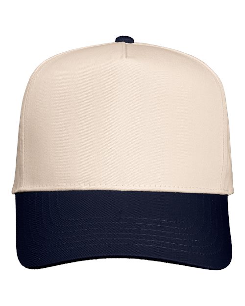 Valucap 8869, Five-panel Twill Cap, Natural/ Navy