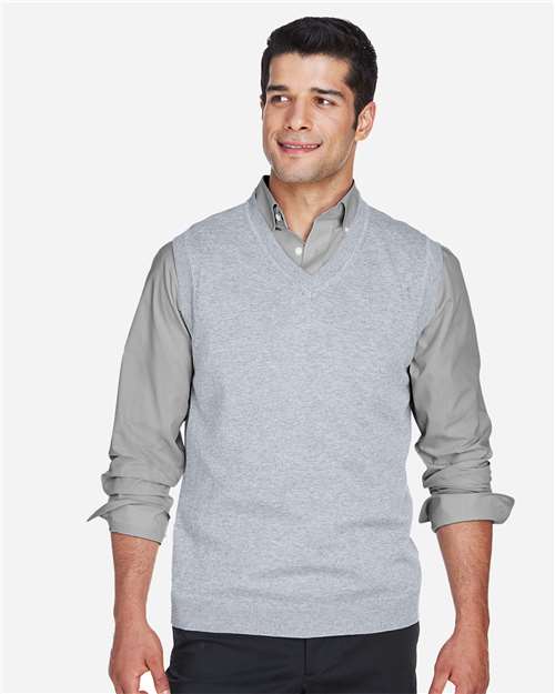 Unisex V-Neck Sweater Vest - - 15720 Grey Heather 8-8.9 oz 807B2 AB Exclusive Brands CA New ab Cotton - 100% D477 Devon & Jones Knit Mens & Unisex New AB Polos & Knits S&S Deep Deals S&S Exclusive Brands Sleeveless Sweaters Tops V-Neck Vests Wovens