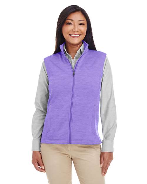 Women's Newbury Mélange Fleece Vest - - 15721 Grape Heather 6-6.9 oz 813B2 AB Exclusive Brands CA New ab Devon & Jones DG797W Fleece Full-Zips Jackets New AB Outerwear Performance Pockets Polyester - 100% S&S Deep Deals S&S Exclusive Brands Sleeveless Vests Womens Zips