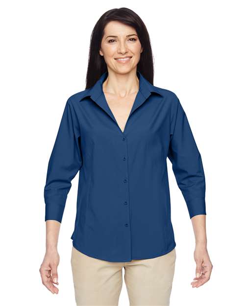 Women's Paradise Three-Quarter Pullover Sleeve Performance Shirt - - 15724 Pool Blue 3/4 Sleeves 833B9 AB Exclusive Brands CA New ab Dress Shirts Harriton M610W New AB Polyester - 100% S&S Deep Deals Tops Womens Wovens Wovens & Dress Shirts