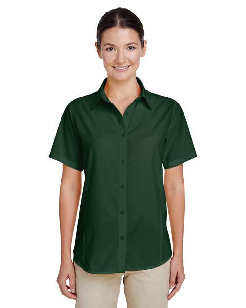 Women's Paradise Short Sleeve Performance Shirt - - 15747 Palm Green 832B9 AB Exclusive Brands CA New ab Dress Shirts Harriton M610SW New AB Polyester - 100% Short Sleeves Tops Womens Wovens Wovens & Dress Shirts