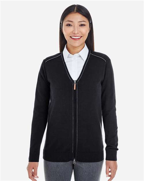 Women's Manchester Fully-Fashioned Full-Zip Cardigan Sweater - - 13596 Black Graphite 659B2 8-8.9 oz AB Exclusive Brands CA New ab Cotton - 100% Devon & Jones DG478W Full-Zips Knit Long Sleeves New AB Polos & Knits S&S Deep Deals S&S Exclusive Brands Sweaters Tops Womens Wovens Zips