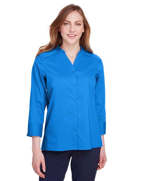 Women's Crown Collection® Stretch Broadcloth Three-Quarter Sleeve Blouse - - 13295 French Blue 2XL 3/4 Sleeves 691B2 AB Exclusive Brands CA New ab Devon & Jones DG560W Dress Shirts New AB S&S Deep Deals Stain Resistant Tops Womens Wovens Wovens & Dress Shirts Wrinkle Free