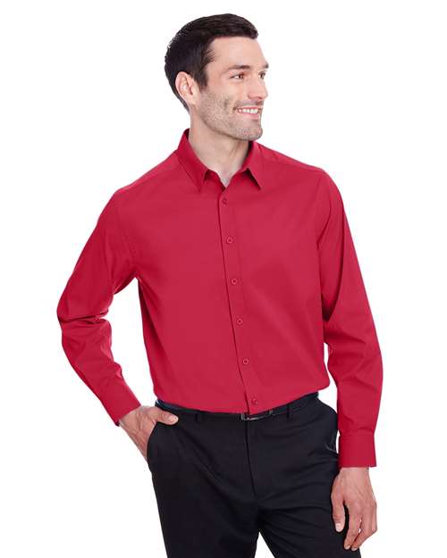 Men's CrownLux Performance® Stretch Woven Dress Shirt - - 13443 Red L 689B2 AB Exclusive Brands CA New ab Devon & Jones DG542 Dress Shirts Long Sleeves Mens & Unisex New AB Performance S&S Deep Deals Spandex Tops Wovens Wovens & Dress Shirts