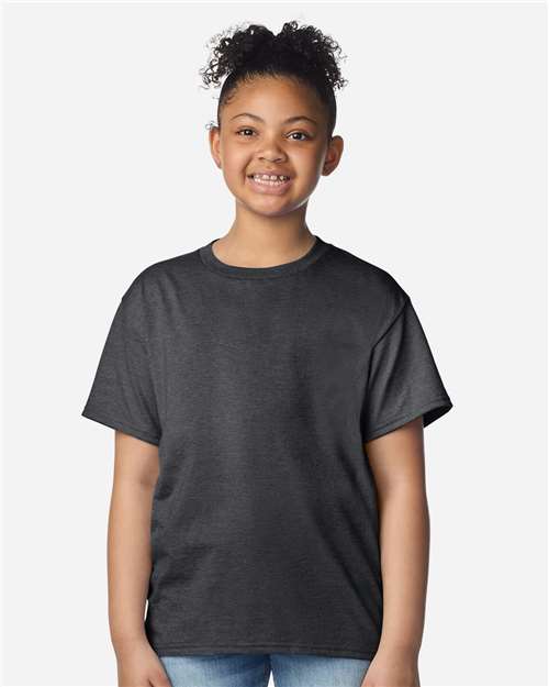 Gildan 3000B, Youth Light Cotton T-shirt, Heather Dark Grey