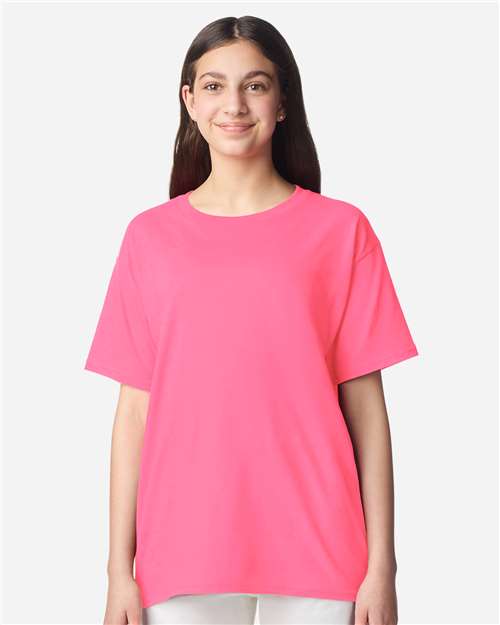 Gildan 3000B, Youth Light Cotton T-shirt, Safety Pink