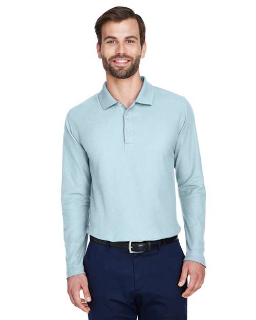 DRYTEC20™ Performance Long Sleeve Polo - - 15766 Crystal Blue 809B2 AB Exclusive Brands CA New ab Cotton - 100% Devon & Jones DG170 Long Sleeves Mens & Unisex Moisture-Management New AB Performance Polos Polos & Knits Side Seams Sport Shirts Tops