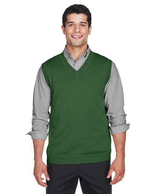 Unisex V-Neck Sweater Vest - - 15720 Forest 8-8.9 oz 807B2 AB Exclusive Brands CA New ab Cotton - 100% D477 Devon & Jones Knit Mens & Unisex New AB Polos & Knits S&S Deep Deals S&S Exclusive Brands Sleeveless Sweaters Tops V-Neck Vests Wovens