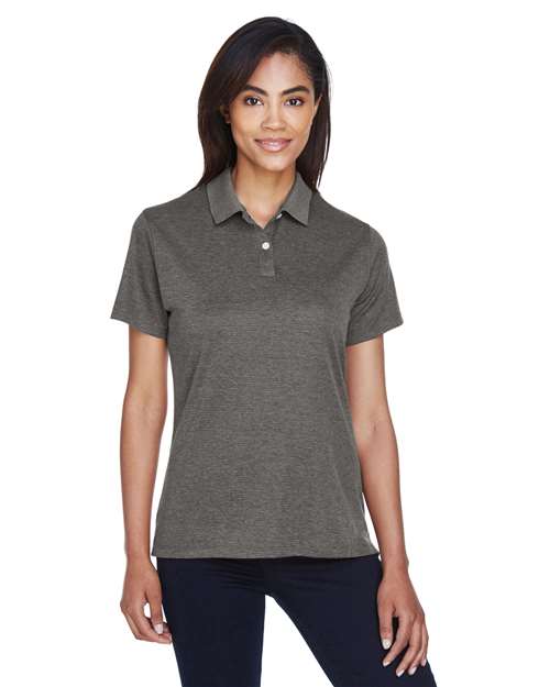 Women's Pima-Tech™ Jet Piqué Heather Polo - - 15826 Dark Grey Heather 150B2 AB Exclusive Brands CA New ab Devon & Jones DG210W Moisture-Management New AB Performance Pique Polos Polos & Knits Short Sleeves Side Seams Sport Shirts Sun/UV Protection Tops Womens