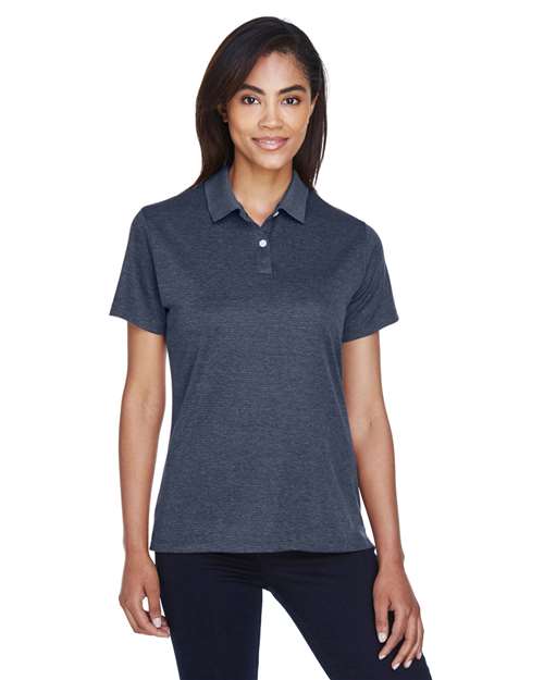 Women's Pima-Tech™ Jet Piqué Heather Polo - - 15826 Navy Heather 150B2 AB Exclusive Brands CA New ab Devon & Jones DG210W Moisture-Management New AB Performance Pique Polos Polos & Knits Short Sleeves Side Seams Sport Shirts Sun/UV Protection Tops Womens