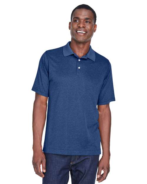 Pima-Tech™ Jet Piqué Heather Polo - - 15844 French Blue Heather 149B2 AB Exclusive Brands CA New ab Devon & Jones DG210 Mens & Unisex Moisture-Management New AB Performance Pique Short Sleeves Side Seams Sport Shirts Sun/UV Protection Tops