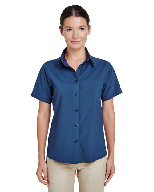 Women's Paradise Short Sleeve Performance Shirt - - 15747 Pool Blue M 832B9 AB Exclusive Brands CA New ab Dress Shirts Harriton M610SW New AB Polyester - 100% Short Sleeves Tops Womens Wovens Wovens & Dress Shirts