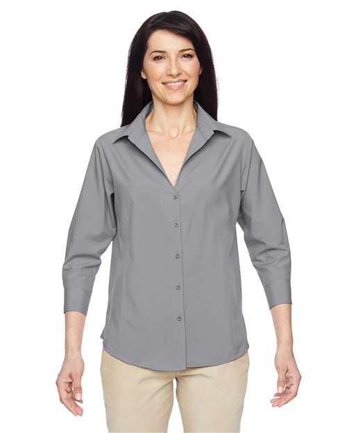 Women's Paradise Three-Quarter Pullover Sleeve Performance Shirt - - 15724 Dark Grey 3/4 Sleeves 833B9 AB Exclusive Brands CA New ab Dress Shirts Harriton M610W New AB Polyester - 100% S&S Deep Deals Tops Womens Wovens Wovens & Dress Shirts